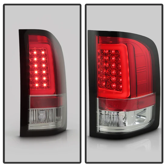 Fits Chevy Silverado 07-13 ( Does Not Fit 2010 Model With Dual Reverse Socket 921 Bulb ) Version 3 Light Bar LED Tail Lights - Red Clear - Image 3