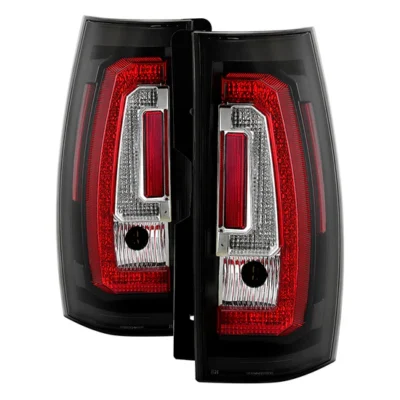 Fits Chevy Suburban/Tahoe 07-14 / GMC Yukon/Yukon Denali 07-14 ( 08-13 excluding Hybrid Models ) Version 2 - Light Bar LED Tail Lights - Black
