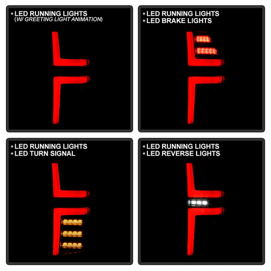 Fits ( Spyder ) Chevy Tahoe / Suburban 2021 - 2023 Halgen Model Only ( Not Compatible With Factory LED Model ) LED Tail Lights - Greeting Lights - LED White Light Bar Parking Light - Black - Image 2