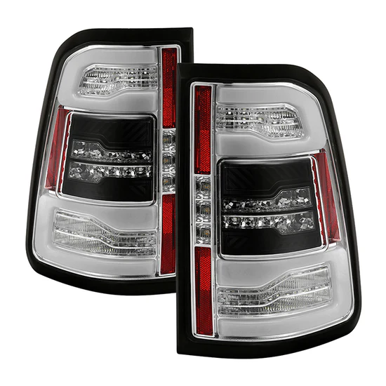 Fits ( Spyder ) Dodge Ram 1500 2019-2020 Halogen Model ( Do Not Fit Factory LED Model ) LED Tail Light - Sequential Turn Signal - Chrome