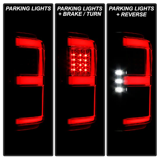 Fits ( Spyder ) Ford F150 2018-2020 With Rear Blind Spot Sensor Models Only LED Tail Lights - LED Turn Signal Lights - LED Clear Light Bar Parking Lights - LED Brake Lights - LED Reverse Lights - Black - Image 2