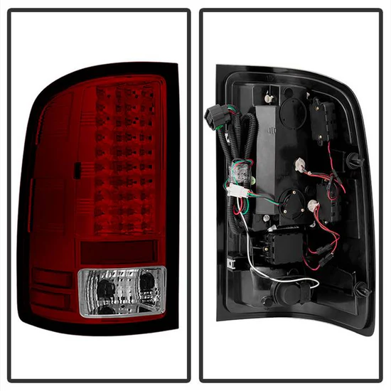 Fits GMC Sierra 1500 07-13 2500HD/3500HD 07-14 (does not fit 3500HD Dually Models) LED Tail Lights - Red Clear - Image 5