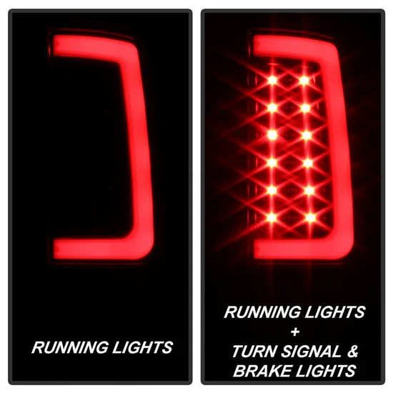Fits GMC Sierra 1500 07-13 2500HD/3500HD 07-14 (does not fit 3500HD Dually Models) Version 2 Light Bar LED Tail Lights - Black - Image 9