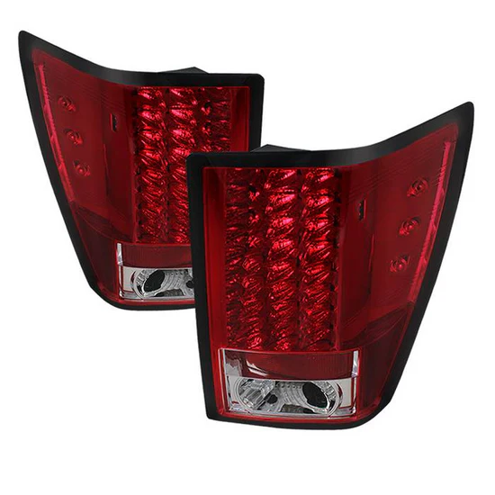 Fits Jeep Grand Cherokee 07-10 LED Tail Lights - Red Clear