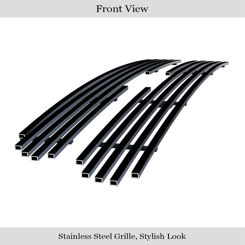Fits 1998-2000 Ford Ranger Only For 2WD Main Upper Black Stainless Steel Billet Grille