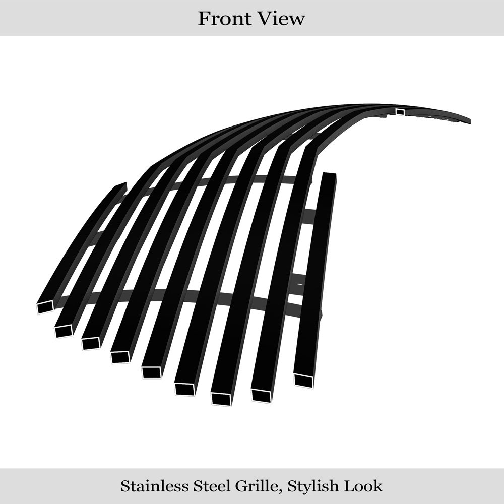 Fits 2014-2016 Kia Forte Main Upper Black Stainless Steel Billet Grille