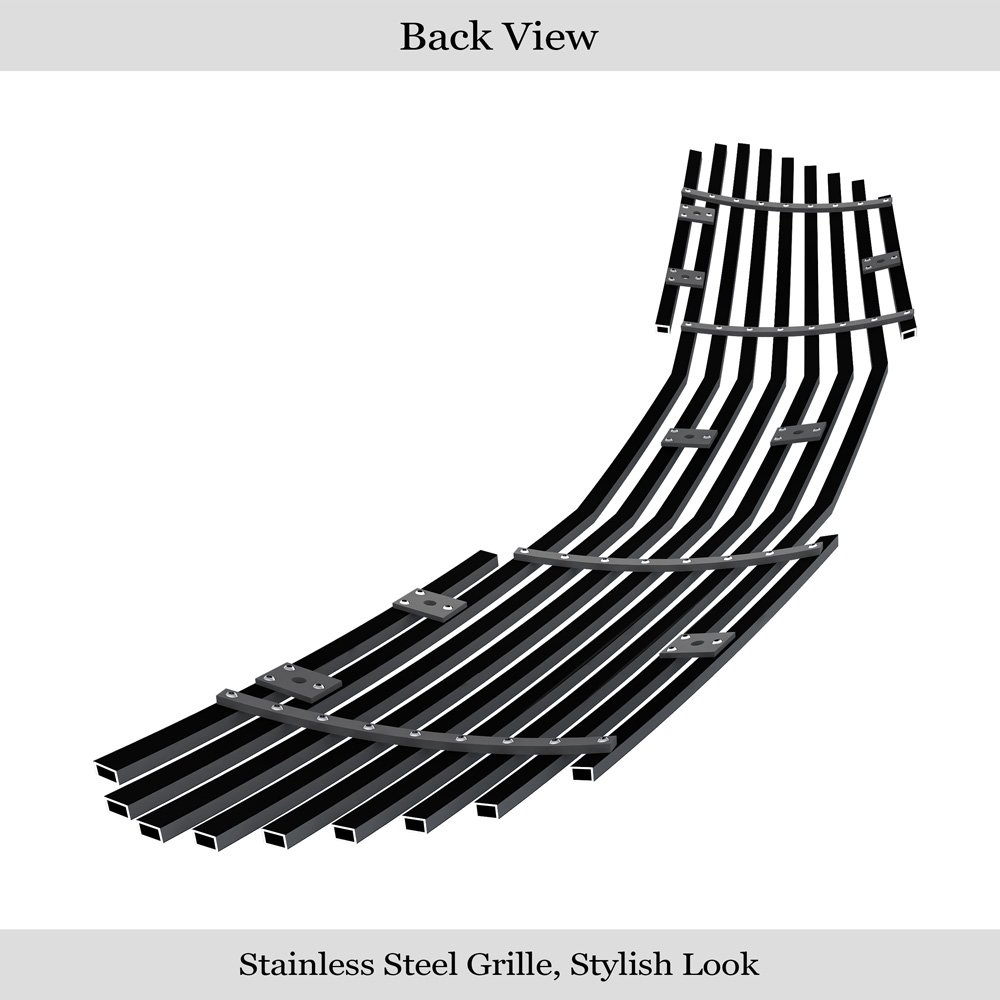 Fits 2014-2016 Kia Forte Main Upper Black Stainless Steel Billet Grille - Image 2