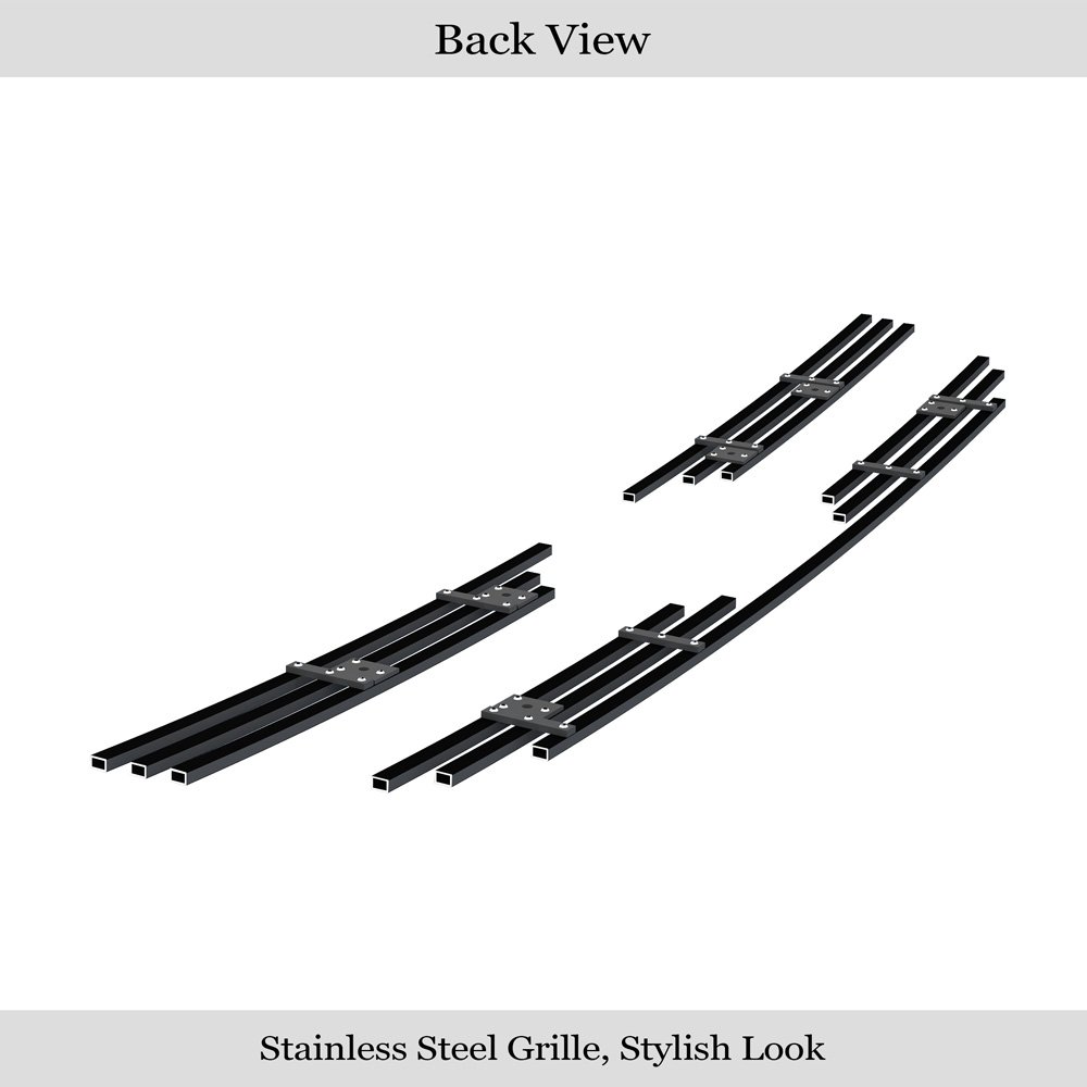 Fits 2009-2010 Kia Sportage Main Upper Black Stainless Steel Billet Grille - Image 2