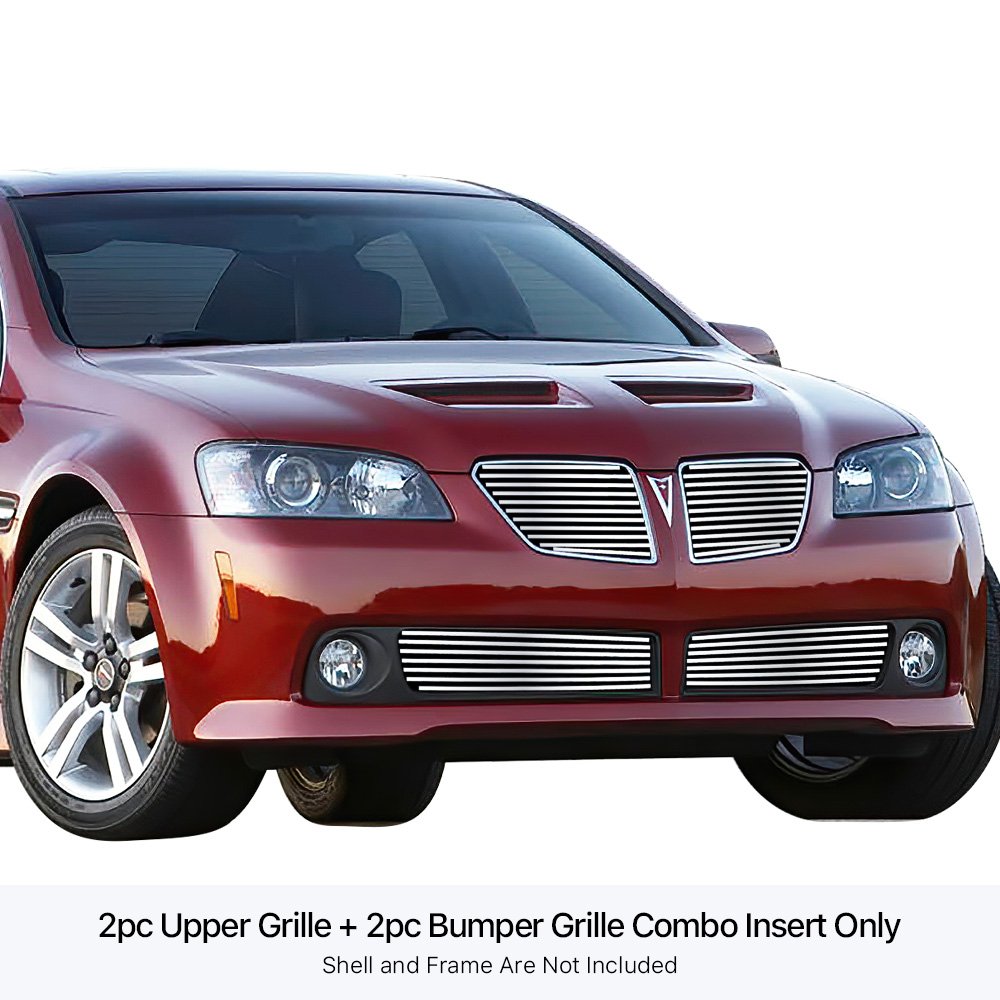 Fits 2008-2009 Pontiac G8 Not For GXP Model Main Upper + Lower Bumper Stainless Steel Billet Grille - Image 3