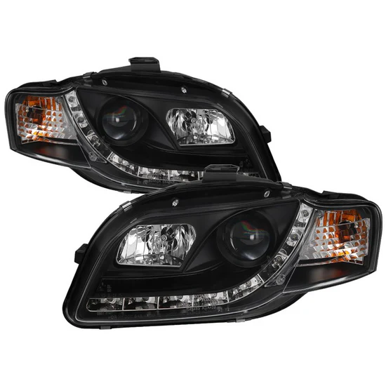 Fits ( Spyder Signature ) Audi A4 06-08 Projector Headlights - Halogen Model Only ( Not Compatible With Xenon/HID Model ) - DRL - Black - High H1 (Included) - Low H1 (Included)