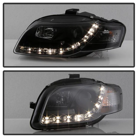 Fits ( Spyder Signature ) Audi A4 06-08 Projector Headlights - Halogen Model Only ( Not Compatible With Xenon/HID Model ) - DRL - Black - High H1 (Included) - Low H1 (Included) - Image 2