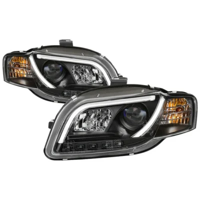 Fits ( Spyder Signature ) Audi A4 06-08 Projector Headlights - Halogen Model Only ( Not Compatible with Xenon/HID Model )( Will Not Fit Convertible ) - Light Tube - DRL - Black - High H1 (Included) - Low H1 (Included)