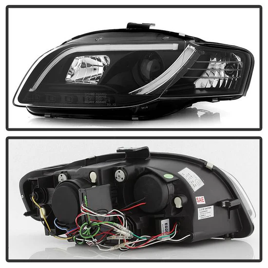 Fits ( Spyder Signature ) Audi A4 06-08 Projector Headlights - Halogen Model Only ( Not Compatible with Xenon/HID Model )( Will Not Fit Convertible ) - Light Tube - DRL - Black - High H1 (Included) - Low H1 (Included) - Image 8