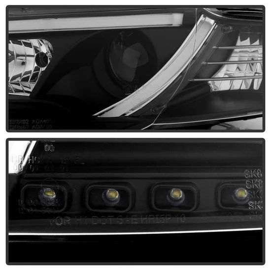 Fits ( Spyder Signature ) Audi A4 06-08 Projector Headlights - Halogen Model Only ( Not Compatible with Xenon/HID Model )( Will Not Fit Convertible ) - Light Tube - DRL - Black - High H1 (Included) - Low H1 (Included) - Image 7
