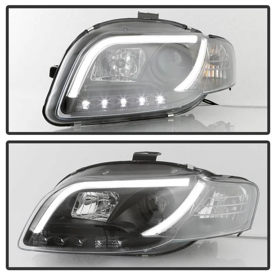 Fits ( Spyder Signature ) Audi A4 06-08 Projector Headlights - Halogen Model Only ( Not Compatible with Xenon/HID Model )( Will Not Fit Convertible ) - Light Tube - DRL - Black - High H1 (Included) - Low H1 (Included) - Image 2