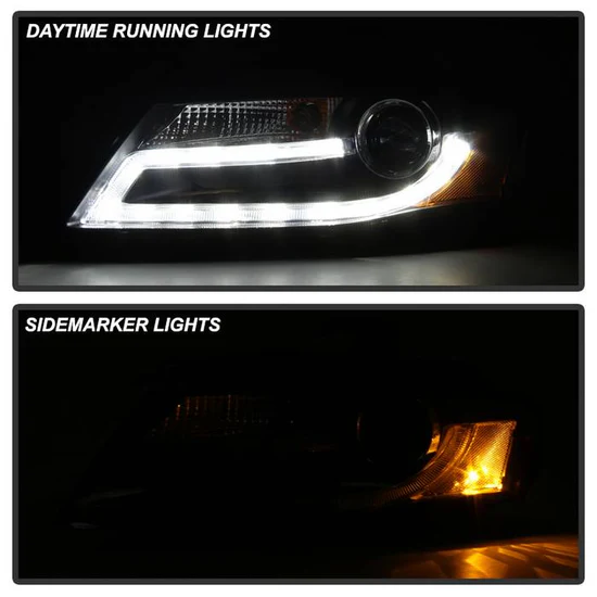 Fits ( Spyder Signature ) Audi A4 09-12 Projector Headlights - Halogen Model Only ( Not Compatible with Xenon/HID Model ) - DRL LED - Black - Image 2