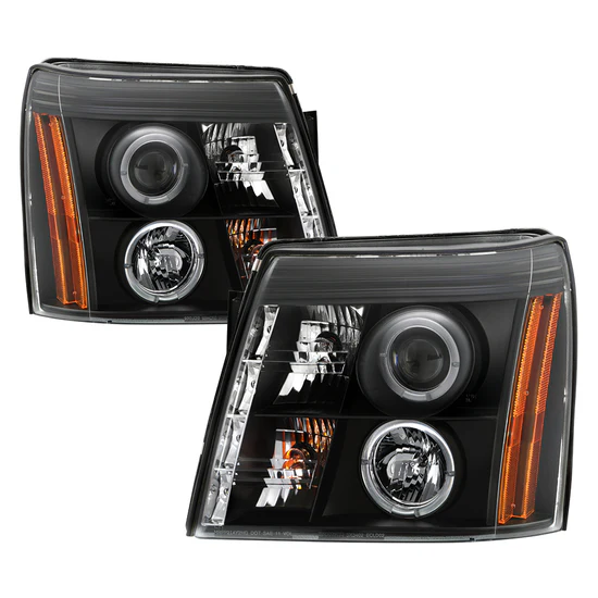 Fits ( Spyder Signature ) Cadillac Escalade 02-03 Projector Headlights - Halogen Model Only ( Not Compatible With Xenon/HID Model ) - LED Halo - DRL - Black - High H1 (Included) - Low H7 (Included)