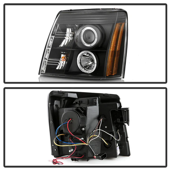 Fits ( Spyder Signature ) Cadillac Escalade 02-03 Projector Headlights - Halogen Model Only ( Not Compatible With Xenon/HID Model ) - LED Halo - DRL - Black - High H1 (Included) - Low H7 (Included) - Image 12