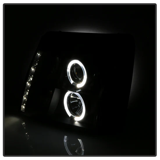 Fits ( Spyder Signature ) Cadillac Escalade 02-03 Projector Headlights - Halogen Model Only ( Not Compatible With Xenon/HID Model ) - LED Halo - DRL - Black - High H1 (Included) - Low H7 (Included) - Image 5