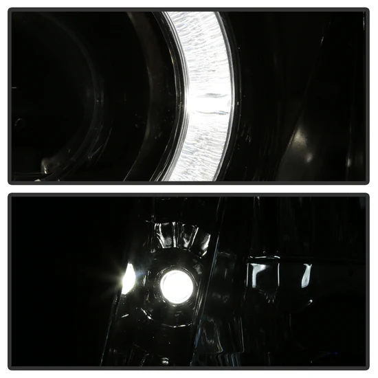 Fits ( Spyder Signature ) Cadillac Escalade 02-03 Projector Headlights - Halogen Model Only ( Not Compatible With Xenon/HID Model ) - LED Halo - DRL - Chrome - High H1 (Included) - Low H7 (Included) - Image 3
