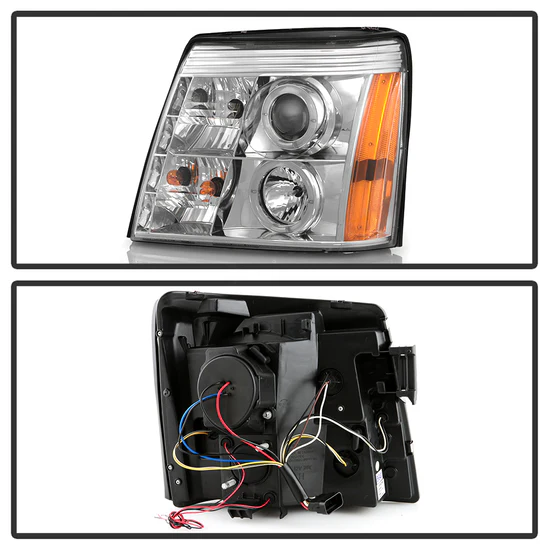 Fits ( Spyder Signature ) Cadillac Escalade 02-03 Projector Headlights - Halogen Model Only ( Not Compatible With Xenon/HID Model ) - LED Halo - DRL - Chrome - High H1 (Included) - Low H7 (Included) - Image 12