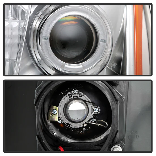 Fits ( Spyder Signature ) Cadillac Escalade 02-03 Projector Headlights - Halogen Model Only ( Not Compatible With Xenon/HID Model ) - LED Halo - DRL - Chrome - High H1 (Included) - Low H7 (Included) - Image 11
