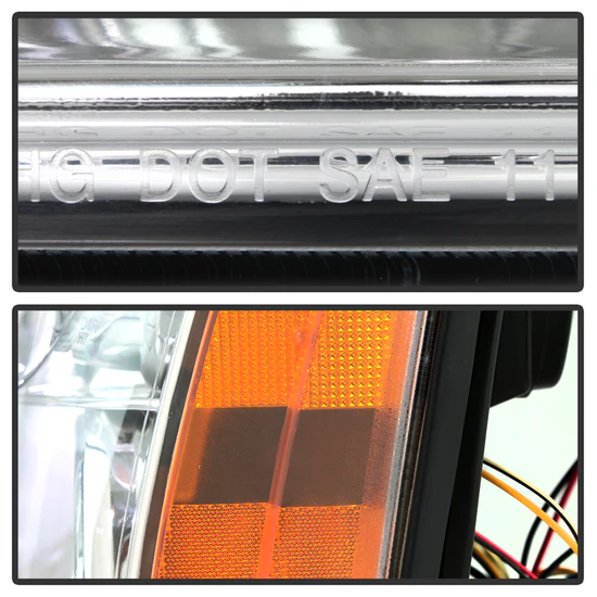 Fits ( Spyder Signature ) Cadillac Escalade 02-03 Projector Headlights - Halogen Model Only ( Not Compatible With Xenon/HID Model ) - LED Halo - DRL - Chrome - High H1 (Included) - Low H7 (Included) - Image 8