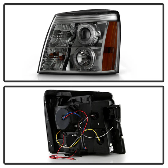 Fits ( Spyder Signature ) Cadillac Escalade 02-03 Projector Headlights - Halogen Model Only ( Not Compatible With Xenon/HID Model ) - LED Halo - DRL - Smoke - High H1 (Included) - Low H7 (Included) - Image 9