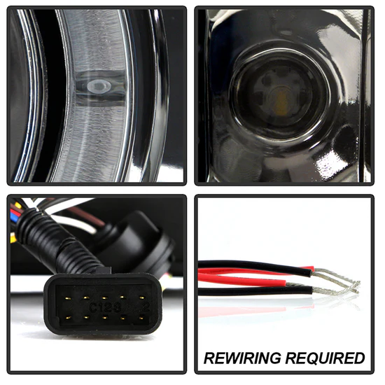 Fits ( Spyder Signature ) Cadillac Escalade 02-03 Projector Headlights - Halogen Model Only ( Not Compatible With Xenon/HID Model ) - LED Halo - DRL - Smoke - High H1 (Included) - Low H7 (Included) - Image 6