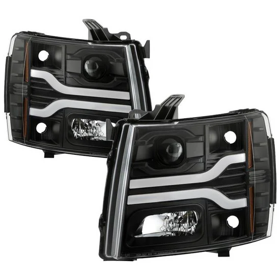 Fits ( Spyder Platinum ) Chevy Silverado 1500 07-13 / 2500HD/3500HD 07-14 ( LED Low Beam ) Projector Headlights - Low Beam: LED - High Beam: - Signal: - Black