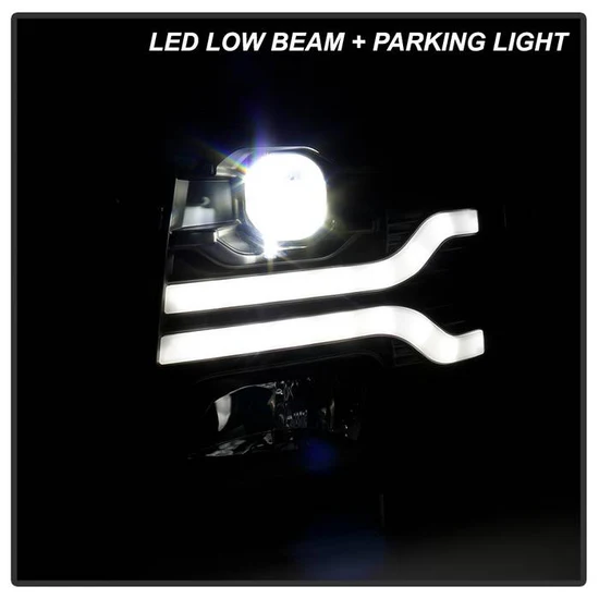 Fits ( Spyder Platinum ) Chevy Silverado 1500 07-13 / 2500HD/3500HD 07-14 ( LED Low Beam ) Projector Headlights - Low Beam: LED - High Beam: - Signal: - Black - Image 10