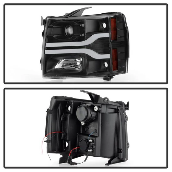 Fits ( Spyder Platinum ) Chevy Silverado 1500 07-13 / 2500HD/3500HD 07-14 ( LED Low Beam ) Projector Headlights - Low Beam: LED - High Beam: - Signal: - Black - Image 9