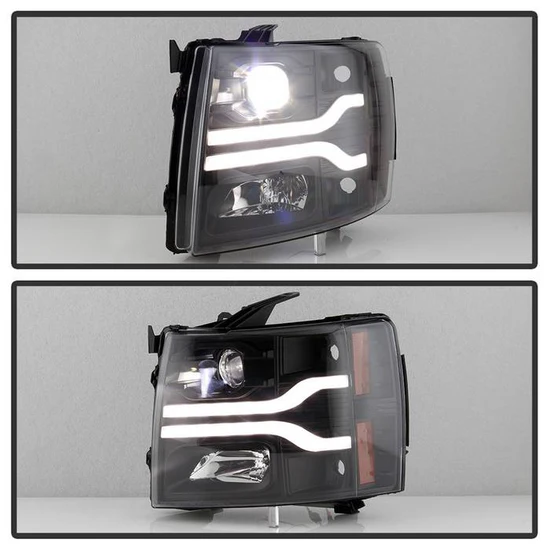 Fits ( Spyder Platinum ) Chevy Silverado 1500 07-13 / 2500HD/3500HD 07-14 ( LED Low Beam ) Projector Headlights - Low Beam: LED - High Beam: - Signal: - Black - Image 4
