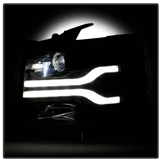 Fits ( Spyder Platinum ) Chevy Silverado 1500 07-13 / 2500HD/3500HD 07-14 ( LED Low Beam ) Projector Headlights - Low Beam: LED - High Beam: - Signal: - Black - Image 3