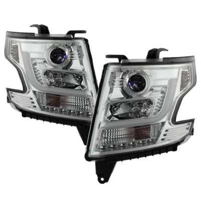 Fits ( Spyder Signature ) Chevy Tahoe / Suburban 2015 -2018 Projector Headlights - DRL LED - Chrome