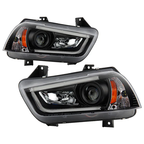 Fits ( Spyder Signature ) Dodge Charger 11-14 Projector Headlights - Xenon/HID Model Only (Not Compatible With Halogen Model ) - Light Tube DRL - Black - High H1 (Included) - Low D3S (Not Included)
