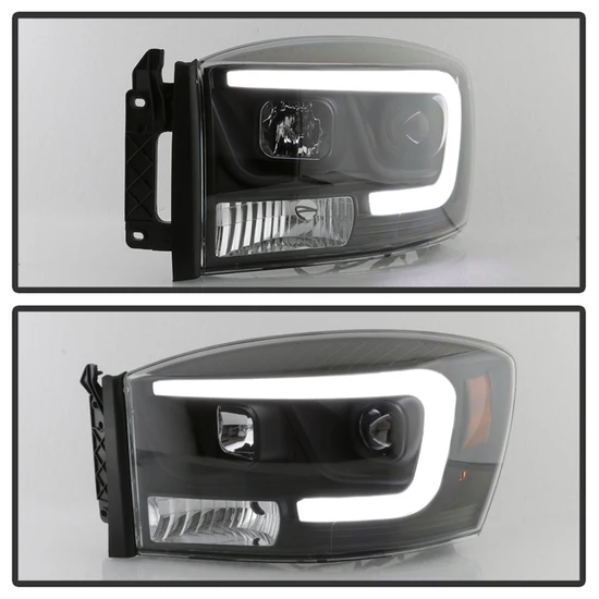 Fits ( Spyder Signature ) Dodge Ram 1500 06-08 / Ram 2500/3500 06-09 Version 2 Projector Headlights - Light Bar DRL - Black - Image 2