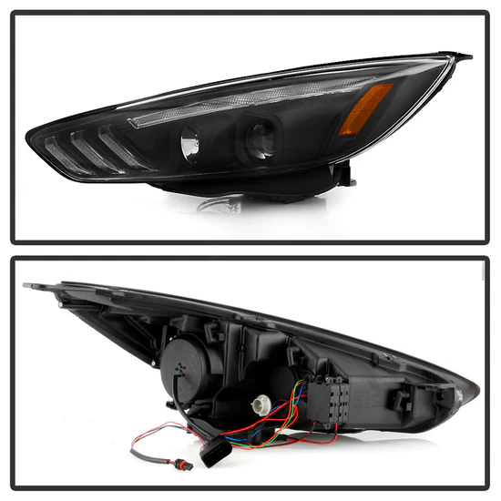 Fits ( Spyder Signature ) Ford Focus 15-18 Projector Headlights - Sequential Turn Signal Light Bar - Low Beam-H7(Included) ; High Beam-H1(Included) ; Signal-LED(Included) - Black - Image 10