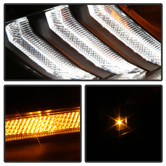 Fits ( Spyder Signature ) Ford Focus 15-18 Projector Headlights - Sequential Turn Signal Light Bar - Low Beam-H7(Included) ; High Beam-H1(Included) ; Signal-LED(Included) - Black - Image 4