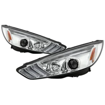 Fits ( Spyder Signature ) Ford Focus 15-18 Projector Headlights - Sequential Turn Signal Light Bar - Low Beam-H7(Included) ; High Beam-H1(Included) ; Signal-LED(Included) - Chrome