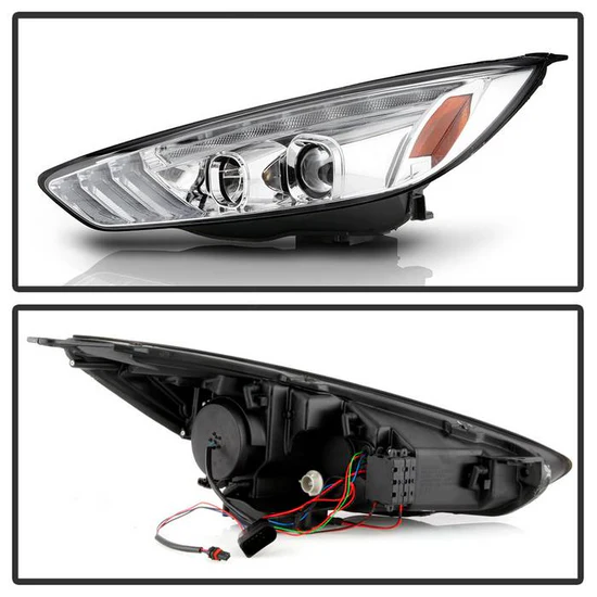 Fits ( Spyder Signature ) Ford Focus 15-18 Projector Headlights - Sequential Turn Signal Light Bar - Low Beam-H7(Included) ; High Beam-H1(Included) ; Signal-LED(Included) - Chrome - Image 8