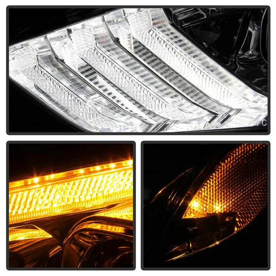 Fits ( Spyder Signature ) Ford Focus 15-18 Projector Headlights - Sequential Turn Signal Light Bar - Low Beam-H7(Included) ; High Beam-H1(Included) ; Signal-LED(Included) - Chrome - Image 3