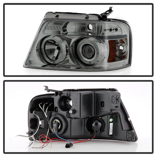 Fits ( Spyder Signature ) Ford F150 04-08 Projector Headlights - Version 2 - LED Halo - LED ( Replaceable LEDs ) - Smoke - High H1 - Low 9006 - Image 6