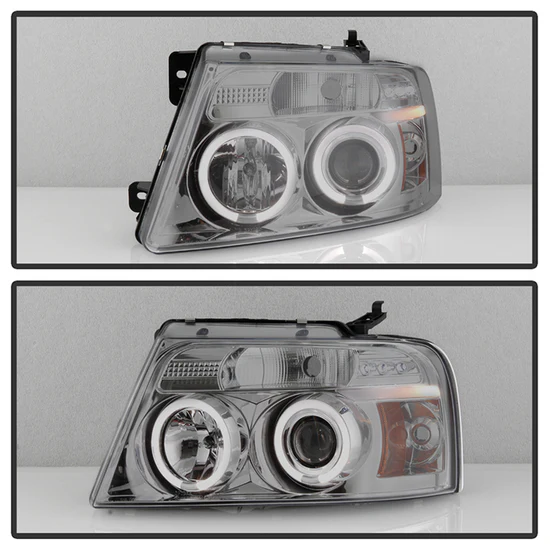 Fits ( Spyder Signature ) Ford F150 04-08 Projector Headlights - Version 2 - LED Halo - LED ( Replaceable LEDs ) - Smoke - High H1 - Low 9006 - Image 3