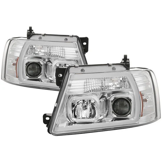 Fits ( Spyder Signature ) Ford F150 04-08 Light Bar Projector Headlights - Chrome