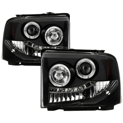 Fits ( Spyder Signature ) Ford F250/350/450 Super Duty 05-07 Projector Headlights - LED Halo- LED ( Replaceable LEDs ) - Black - High H1 (Included) - Low H1 (Included)