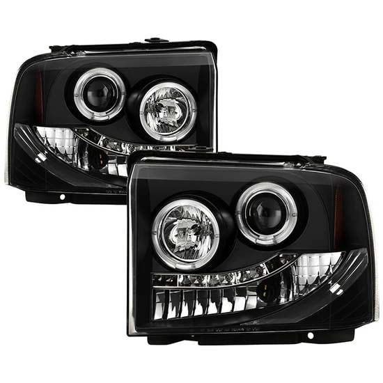 Fits ( Spyder Signature ) Ford F250/350/450 Super Duty 05-07 Projector Headlights - LED Halo- LED ( Replaceable LEDs ) - Black - High H1 (Included) - Low H1 (Included)