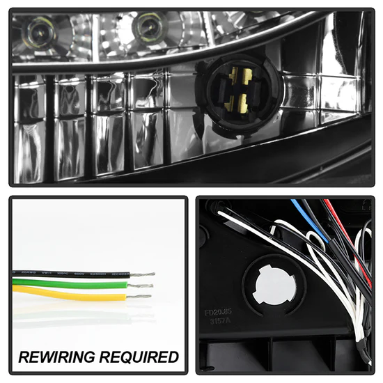 Fits ( Spyder Signature ) Ford F250/350/450 Super Duty 05-07 Projector Headlights - LED Halo- LED ( Replaceable LEDs ) - Black - High H1 (Included) - Low H1 (Included) - Image 4