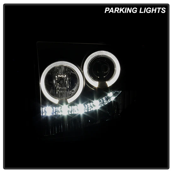 Fits ( Spyder Signature ) Ford F250/350/450 Super Duty 05-07 Projector Headlights - LED Halo - LED ( Replaceable LEDs ) - Black Smoke - High H1 (Included) - Low H1 (Included) - Image 8