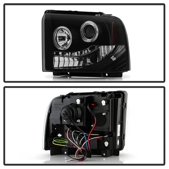 Fits ( Spyder Signature ) Ford F250/350/450 Super Duty 05-07 Projector Headlights - LED Halo - LED ( Replaceable LEDs ) - Black Smoke - High H1 (Included) - Low H1 (Included) - Image 7